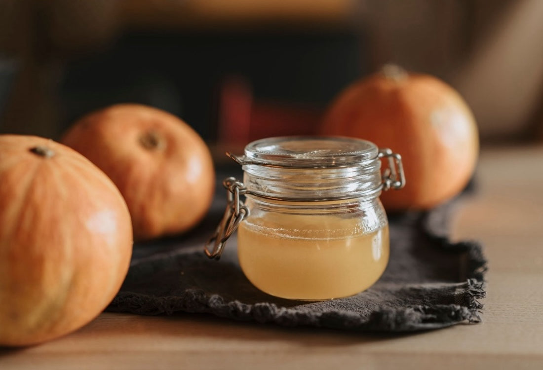 Apple cider vinegar in a glass jar