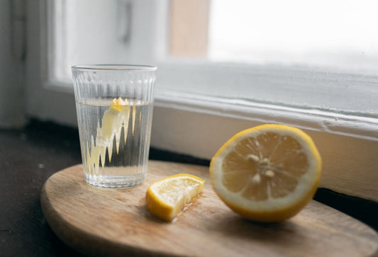 Fresh glass of lemon water
