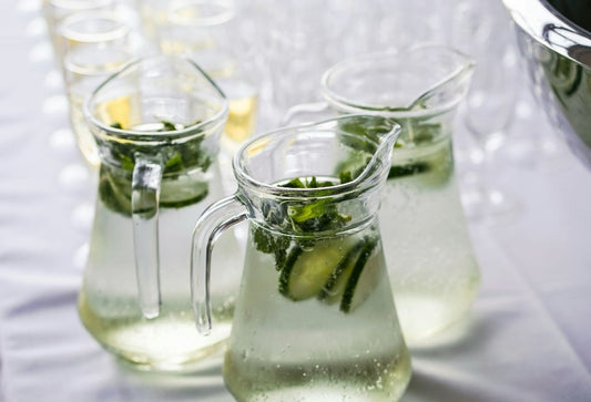 Jugs of cucumber water to support the kidneys and overall health
